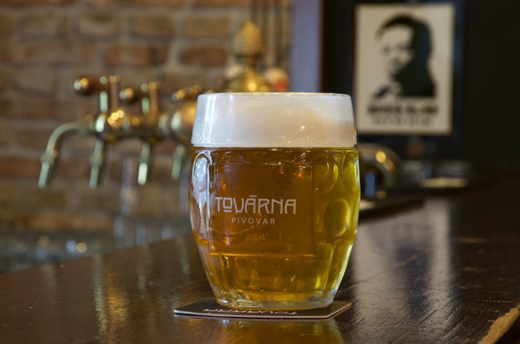 pivo Továrna v skleněném půllitru